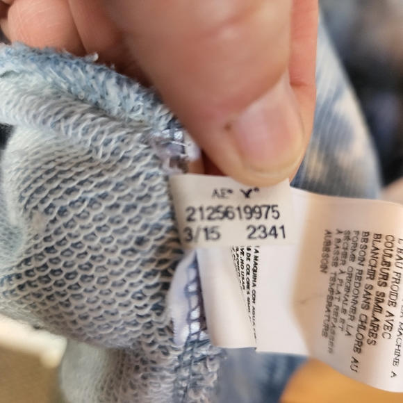 Don't Ask Why Distressed Crew Neck Sweatshirt Blue White - Picture 6 of 8